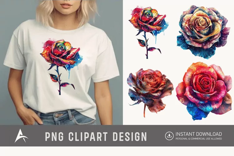 Watercolor Singe Cosmic Rose Flower Clipart