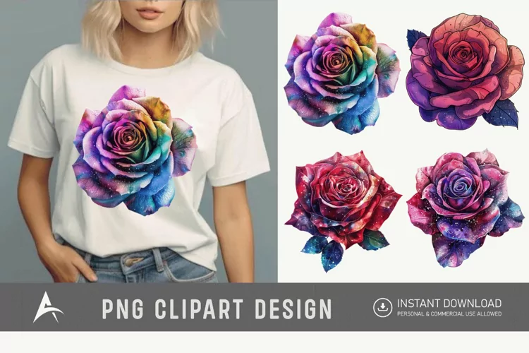 Watercolor Singe Cosmic Rose Flower Clipart