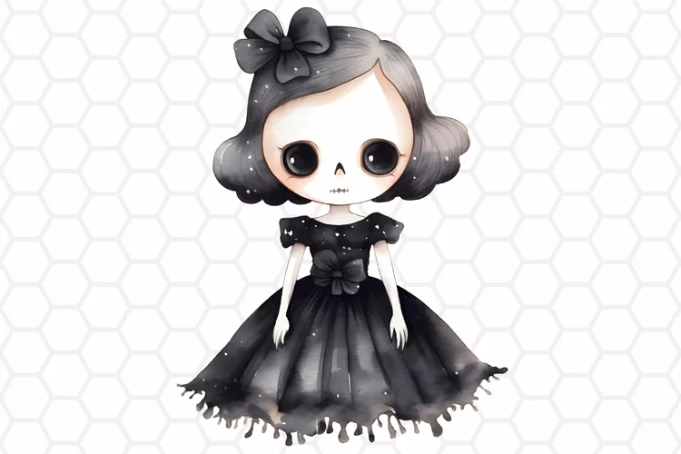 Watercolor Skeleton Witch Clipart, Halloween Sublimation PNG