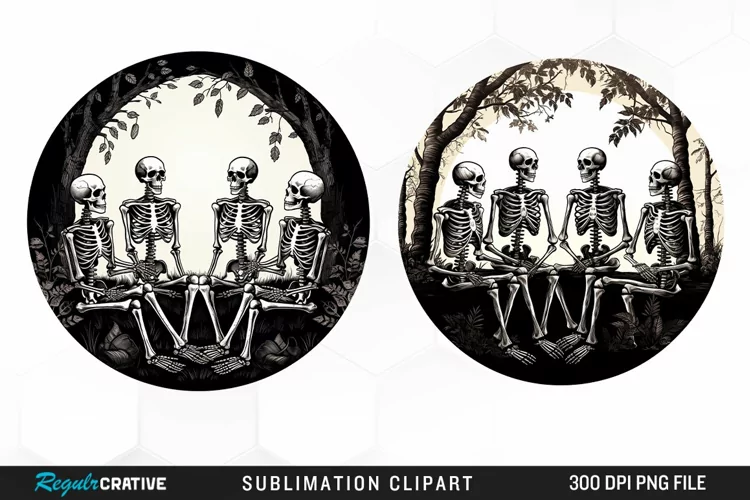 Watercolor Skeletons Halloween Exquisite Clipart