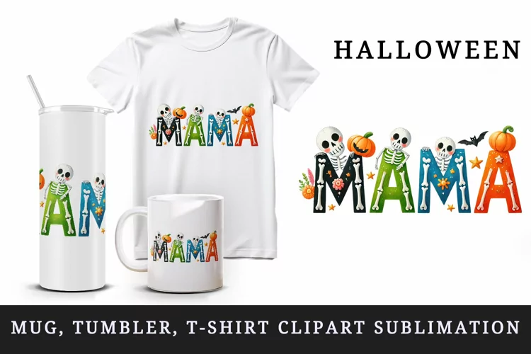 Halloween Mama quote tumbler mug wrap sublimation design png