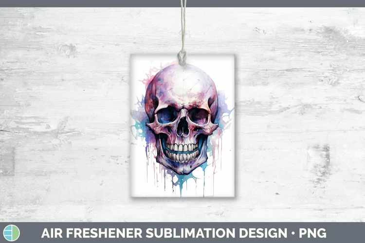 Watercolor Skull Air Freshener Sublimation Car Freshener Des