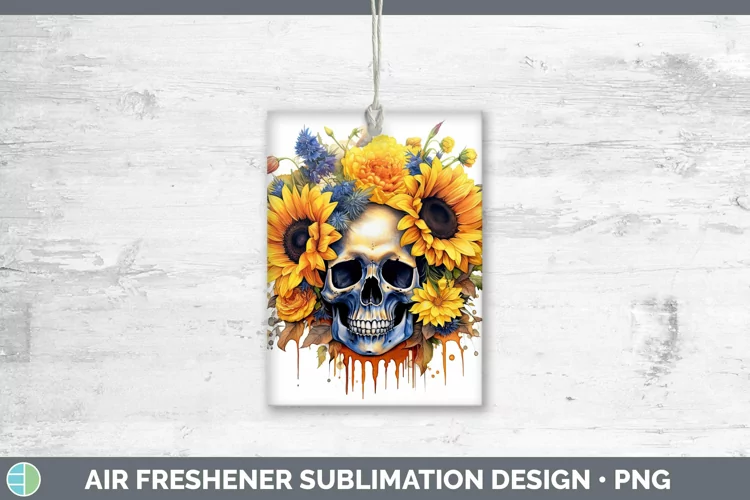 Watercolor Skull Air Freshener Sublimation Car Freshener Des