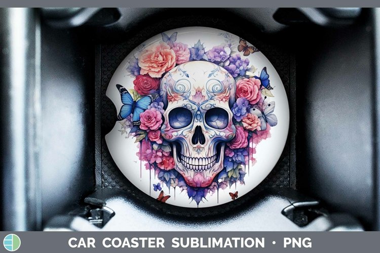 Watercolor Skull Car Coaster Sublimation Coaster Designs