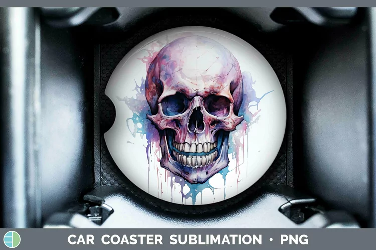 Watercolor Skull Car Coaster Sublimation Coaster Designs