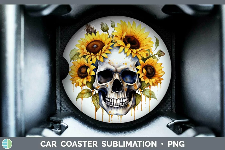 Watercolor Skull Car Coaster Sublimation Coaster Designs
