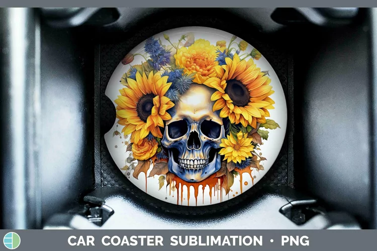 Watercolor Skull Car Coaster Sublimation Coaster Designs
