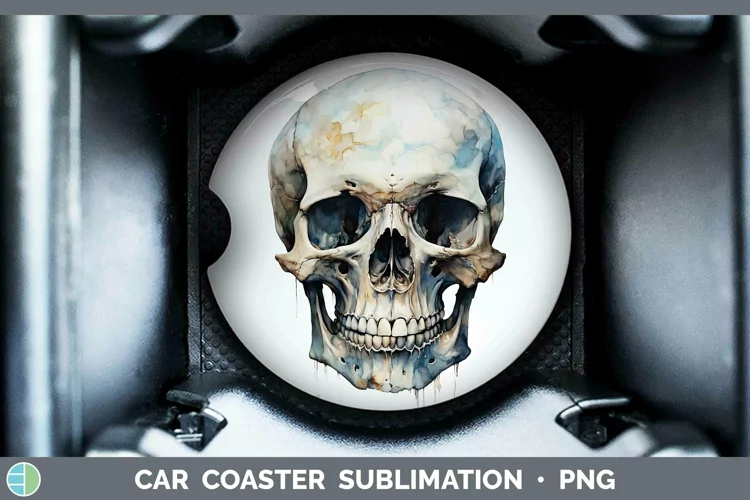 Watercolor Skull Car Coaster Sublimation Coaster Designs