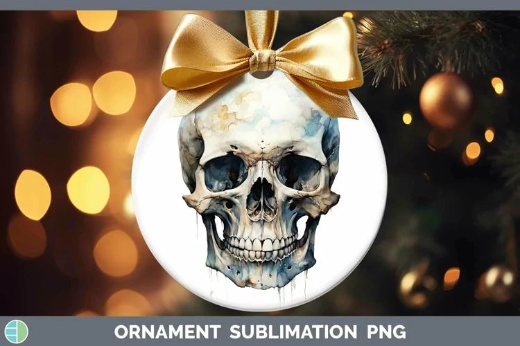 Watercolor Skull Ornament Sublimation Bauble Designs