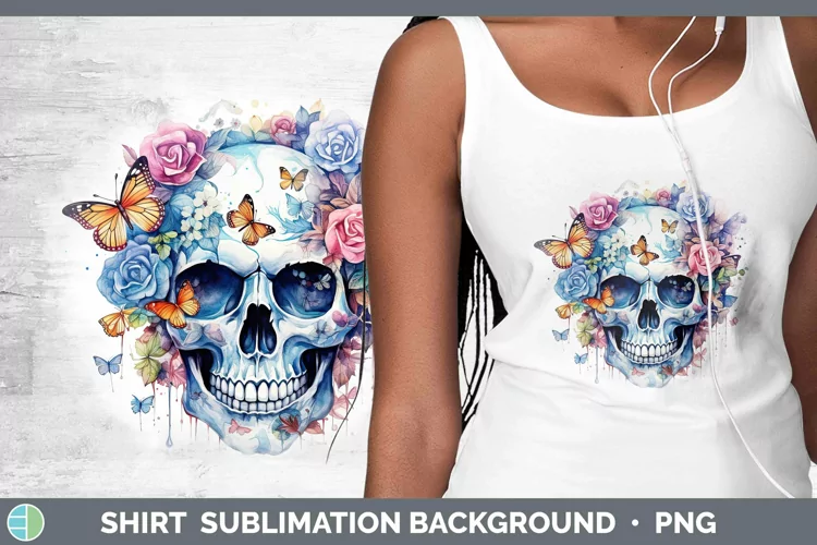 Watercolor Skull Shirt Sublimation Sublimation Background De
