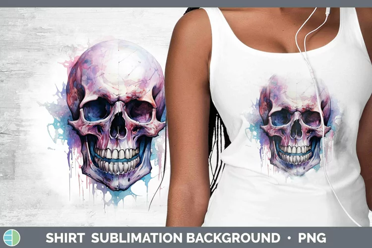 Watercolor Skull Shirt Sublimation Sublimation Background De