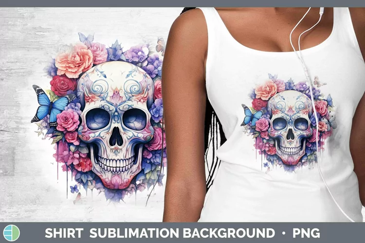 Watercolor Skull Shirt Sublimation Sublimation Background De