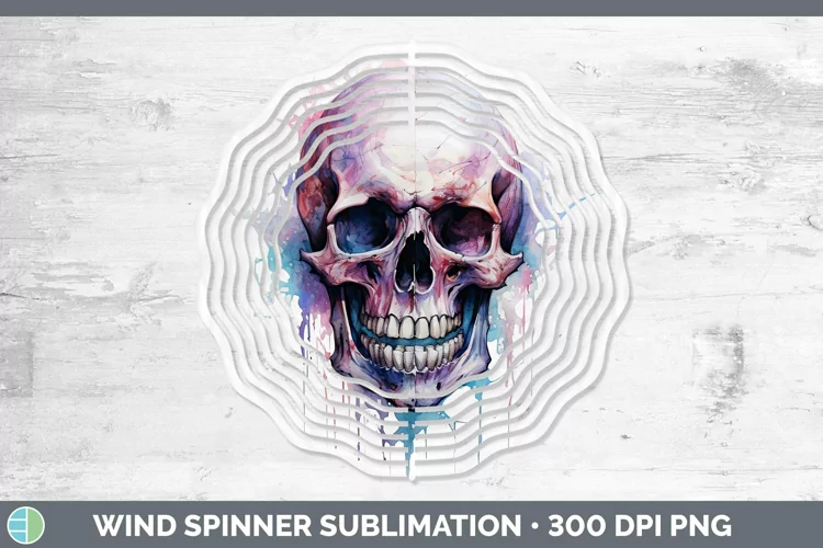 Watercolor Skull Wind Spinner Sublimation Spinner Designs