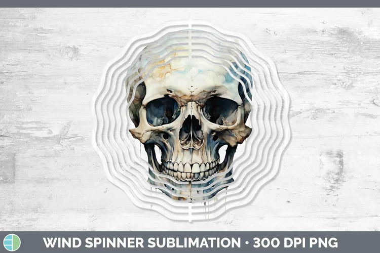 Watercolor Skull Wind Spinner Sublimation Spinner Designs