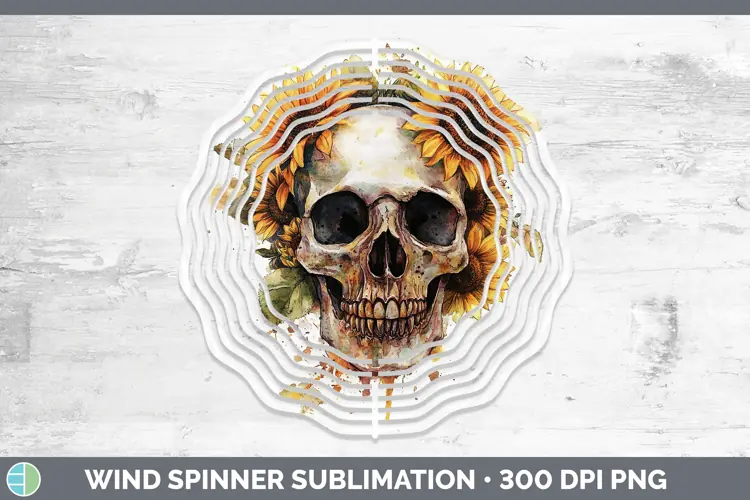 Watercolor Skull Wind Spinner Sublimation Spinner Designs