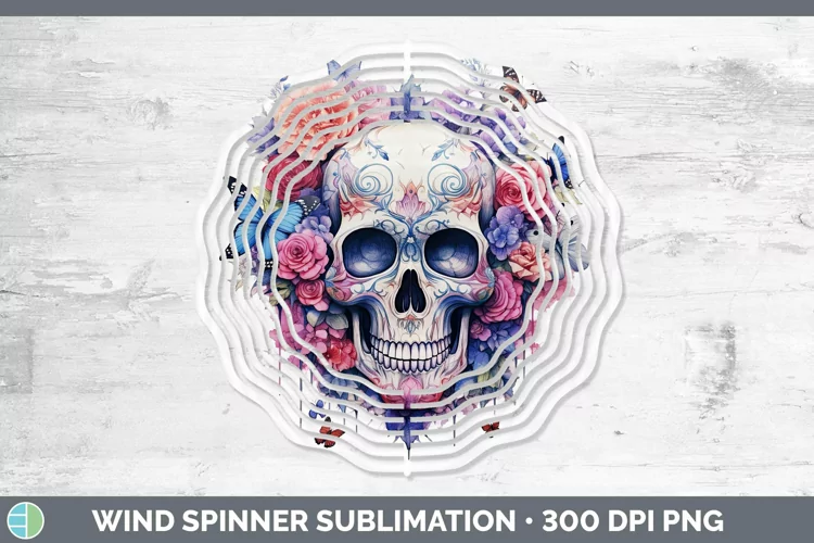 Watercolor Skull Wind Spinner Sublimation Spinner Designs