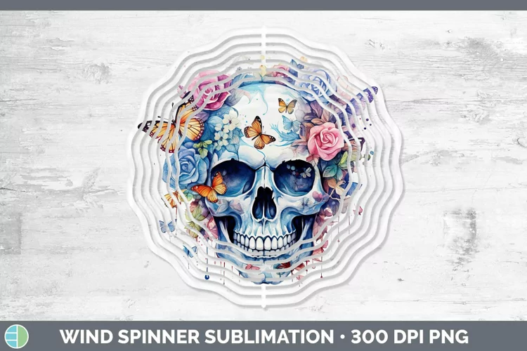 Watercolor Skull Wind Spinner Sublimation Spinner Designs