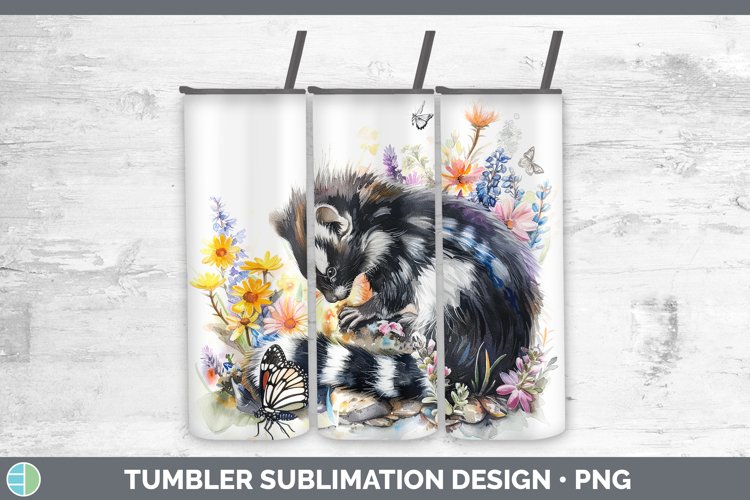 Watercolor Skunk Tumbler Sublimation 20 oz Skinny Tumbler De