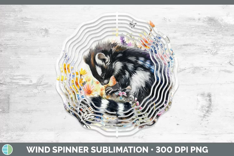 Watercolor Skunk Wind Spinner Sublimation Spinner Designs