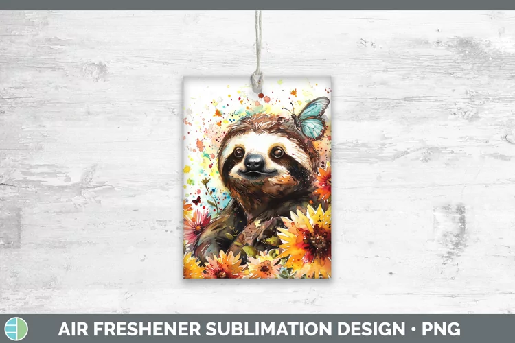 Watercolor Sloth Air Freshener Sublimation Car Freshener Des