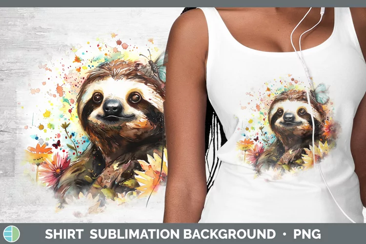 Watercolor Sloth Shirt Sublimation Sublimation Background De