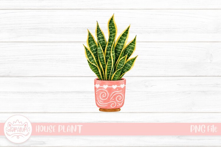 Watercolor Snake Plant in Pink Pot example image 1