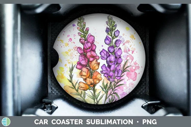 Watercolor Snapdragon Car Coaster Sublimation Designs