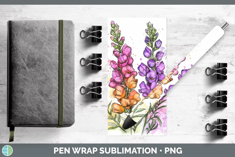 Watercolor Snapdragon Pen Wrap Sublimation Pen Designs