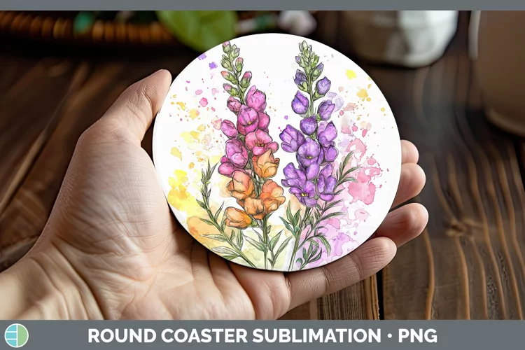 Watercolor Snapdragon Round Coaster Sublimation Coaster Desi