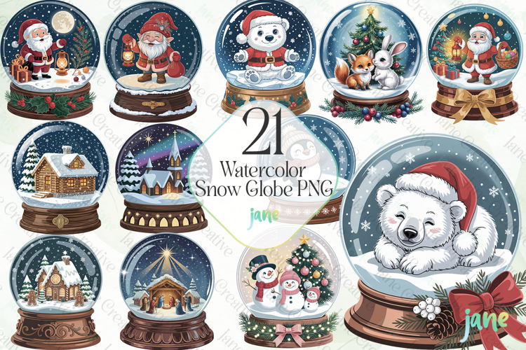 Watercolor Snow Globe PNG