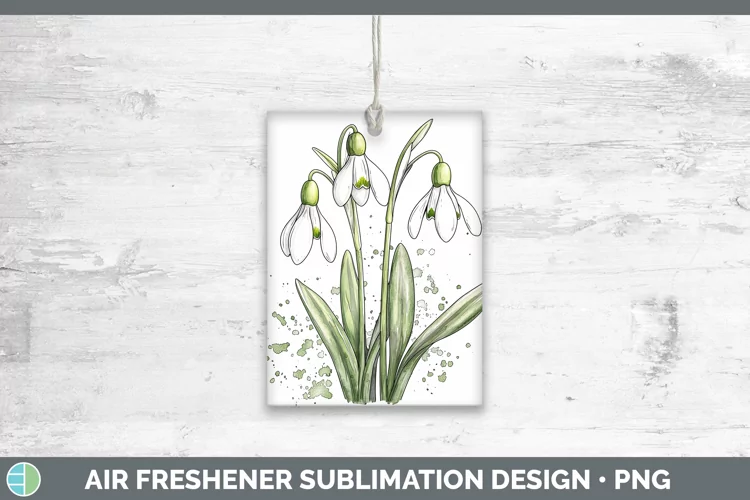 Watercolor Snowdrop Air Freshener Sublimation Car Freshener