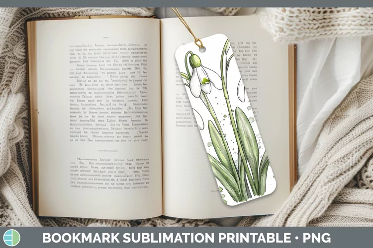 Watercolor Snowdrop Bookmark Sublimation Printable Designs
