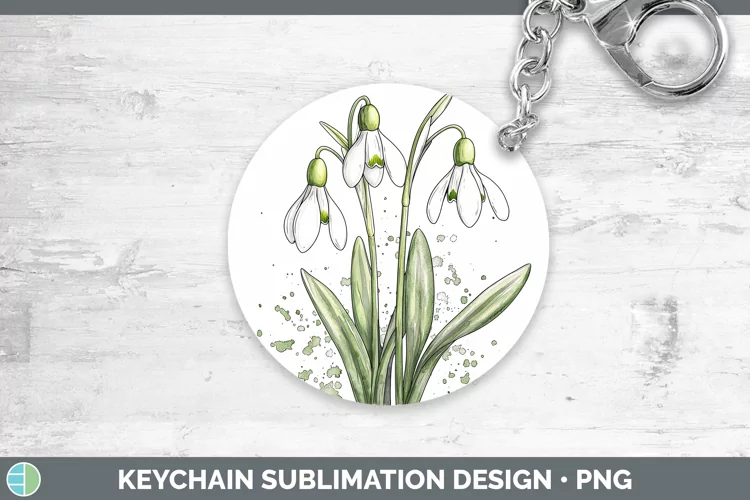 Watercolor Snowdrop Keychain Sublimation Keyring Designs