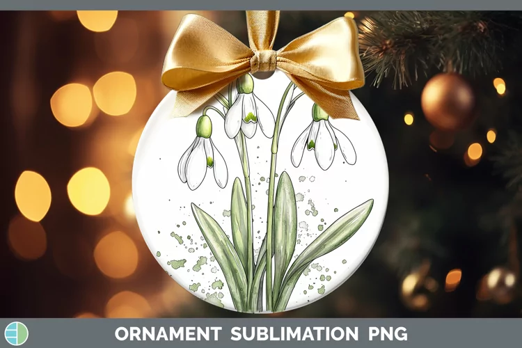 Watercolor Snowdrop Ornament Sublimation Bauble Designs