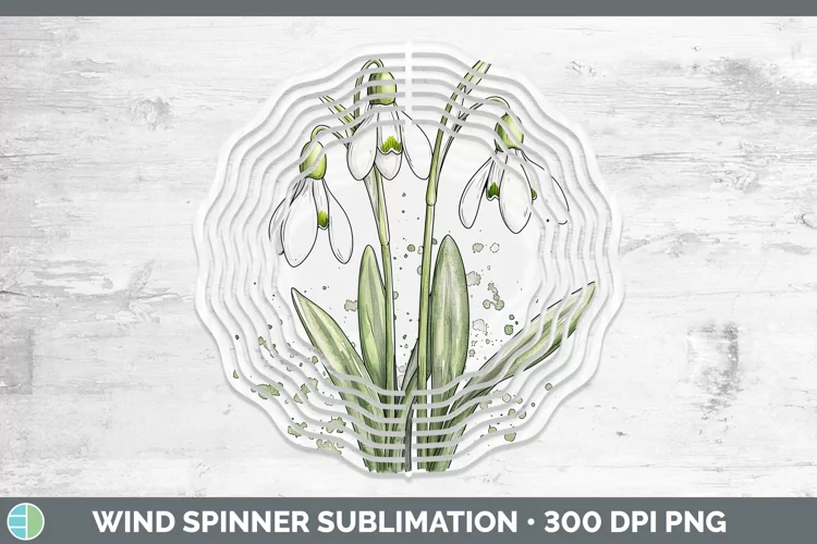 Watercolor Snowdrop Wind Spinner Sublimation Spinner Designs