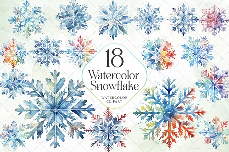Watercolor Snowflake Sublimation Clipart