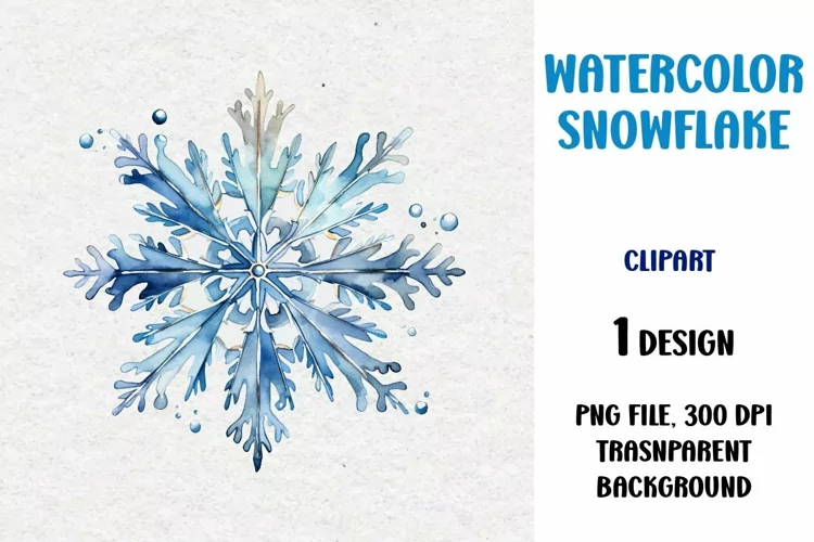 Watercolor Snowflake, Clipart, PNG
