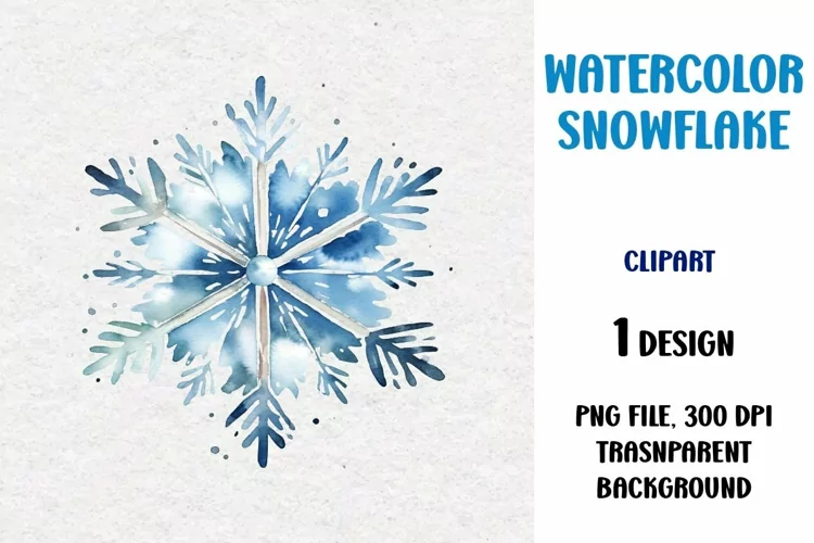 Watercolor Snowflake, Clipart, PNG