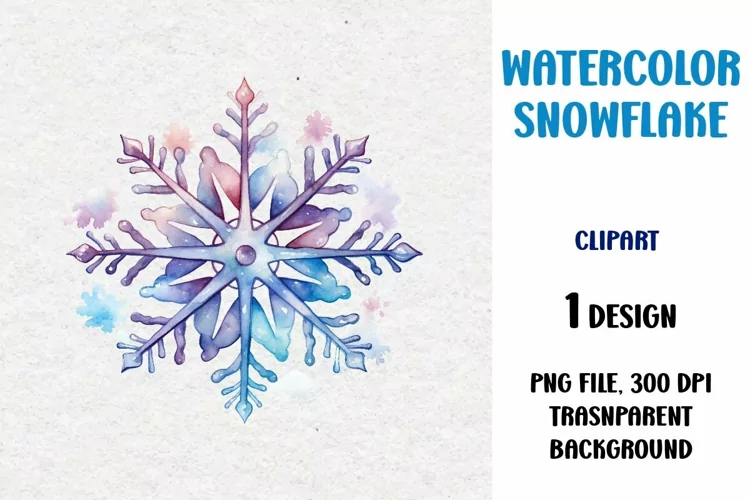 Watercolor Snowflake, Clipart, PNG