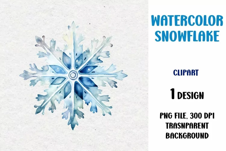 Watercolor Snowflake, Clipart, PNG