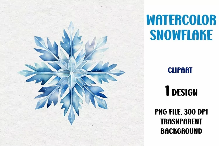 Watercolor Snowflake, Clipart, PNG