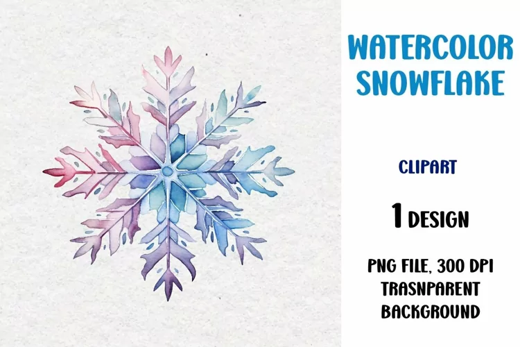 Watercolor Snowflake, Clipart, PNG