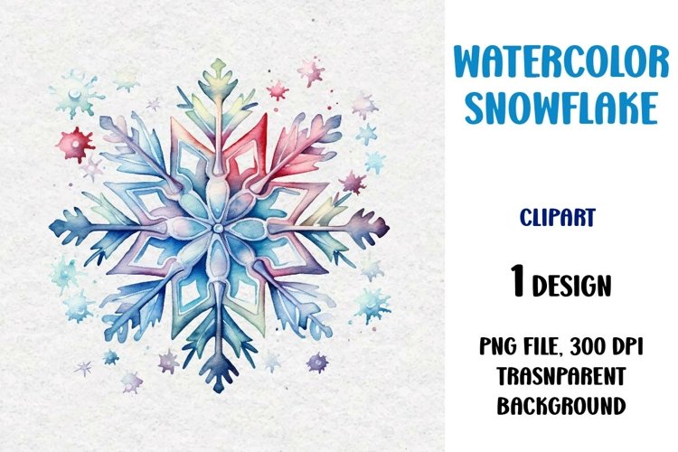 Watercolor Snowflake, Clipart, PNG