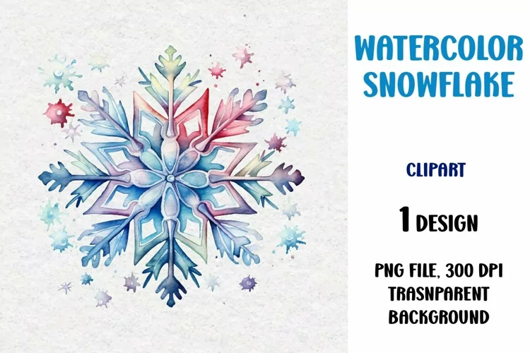 Watercolor Snowflake, Clipart, PNG