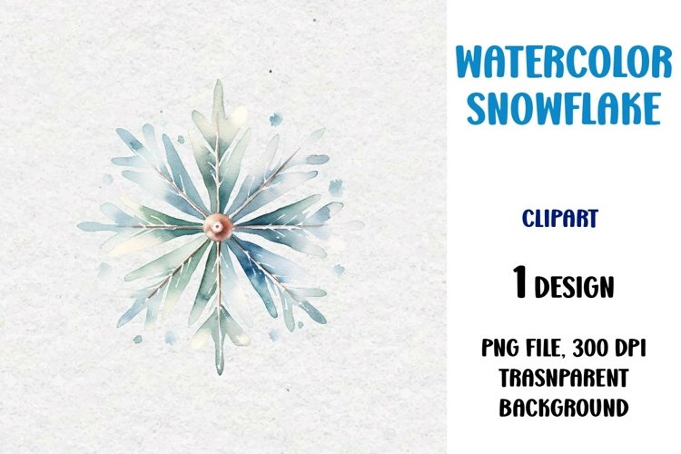 Watercolor Snowflake, Clipart, PNG