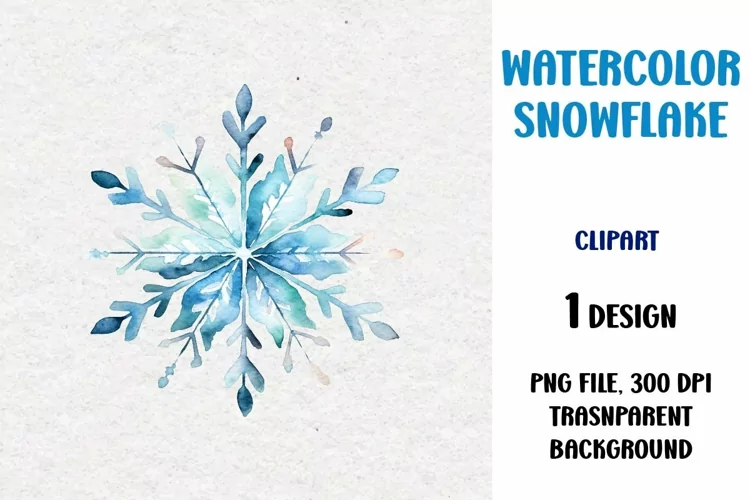 Watercolor Snowflake, Clipart, PNG