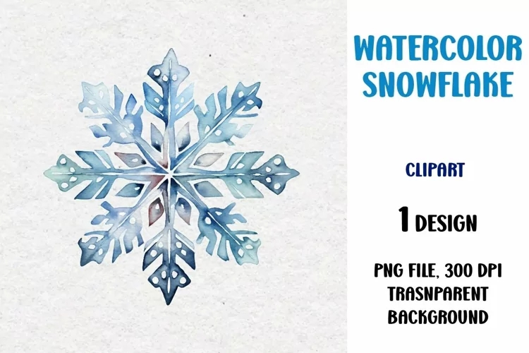 Watercolor Snowflake, Clipart, PNG