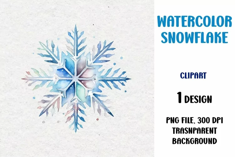 Watercolor Snowflake, Clipart, PNG
