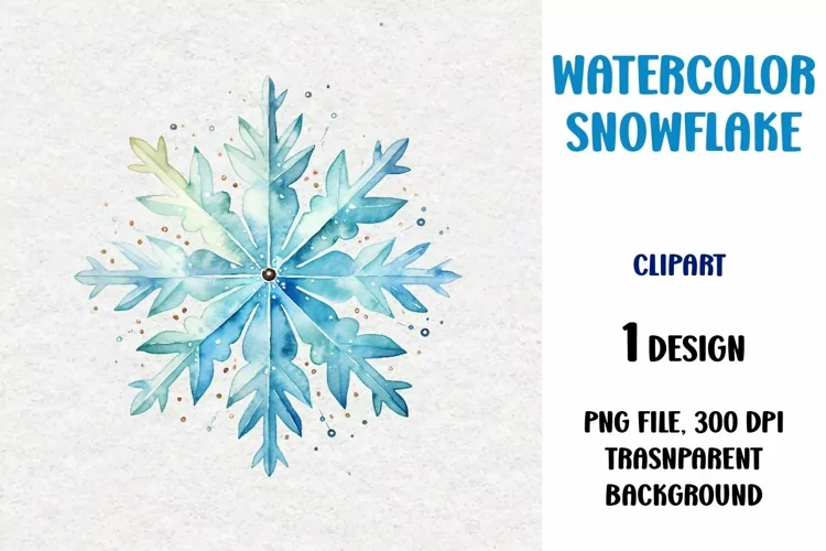 Watercolor Snowflake, Clipart, PNG