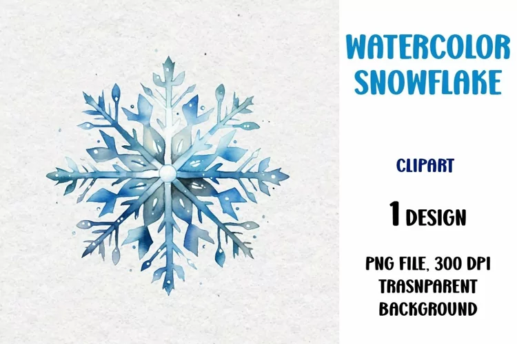 Watercolor Snowflake, Clipart, PNG